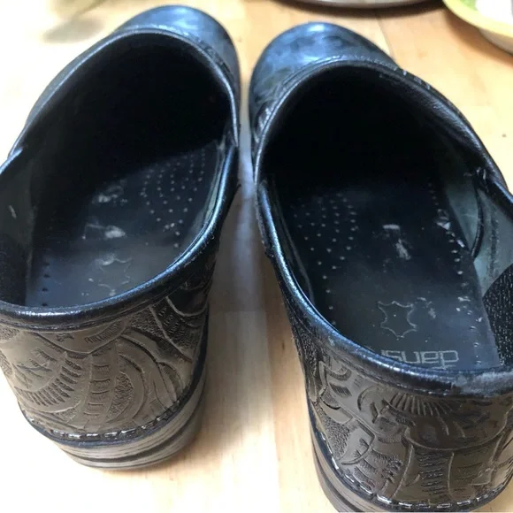 Dansko Black Embossed Sole Clogs - Picture 2 of 7